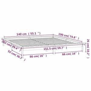 Rám postele s LED světlem 140 x 190 cm masivní dřevo - obrázek 13