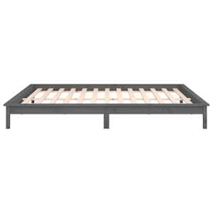 Rám postele s LED světlem šedý 140 x 190 cm masivní dřevo - obrázek 8
