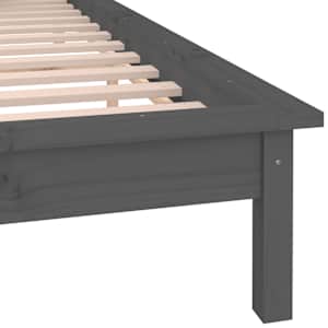 Rám postele s LED světlem šedý 140 x 190 cm masivní dřevo - obrázek 9