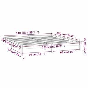 Rám postele s LED světlem medově hnědý 140x190 cm masivní dřevo - obrázek 13