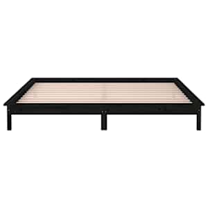 Rám postele s LED světlem černý 140 x 190 cm masivní dřevo - obrázek 7