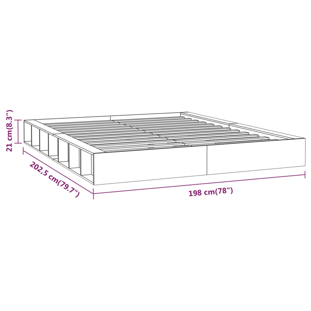 Cadru de pat Super King 6FT, alb, 180x200 cm, lemn masiv