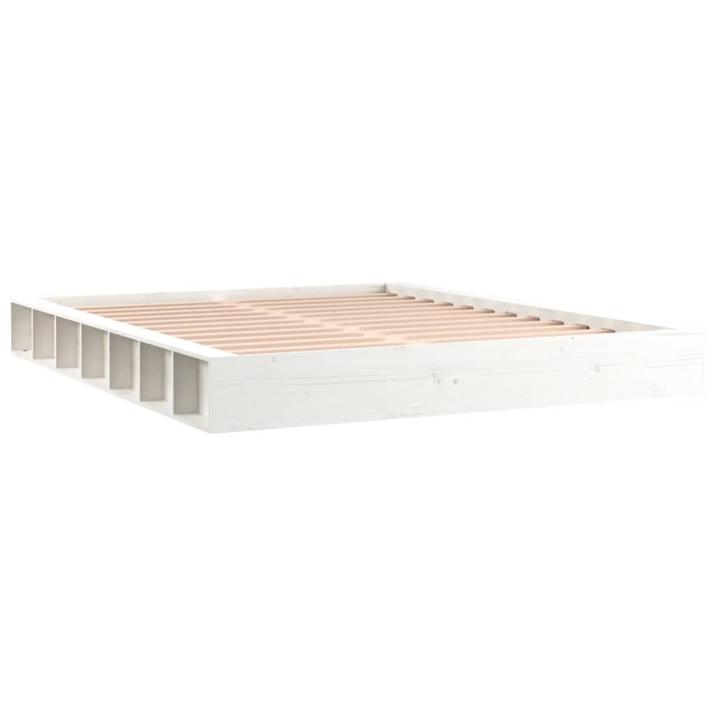 vidaXL Bedframe massief hout wit 160x200 cm afbeelding