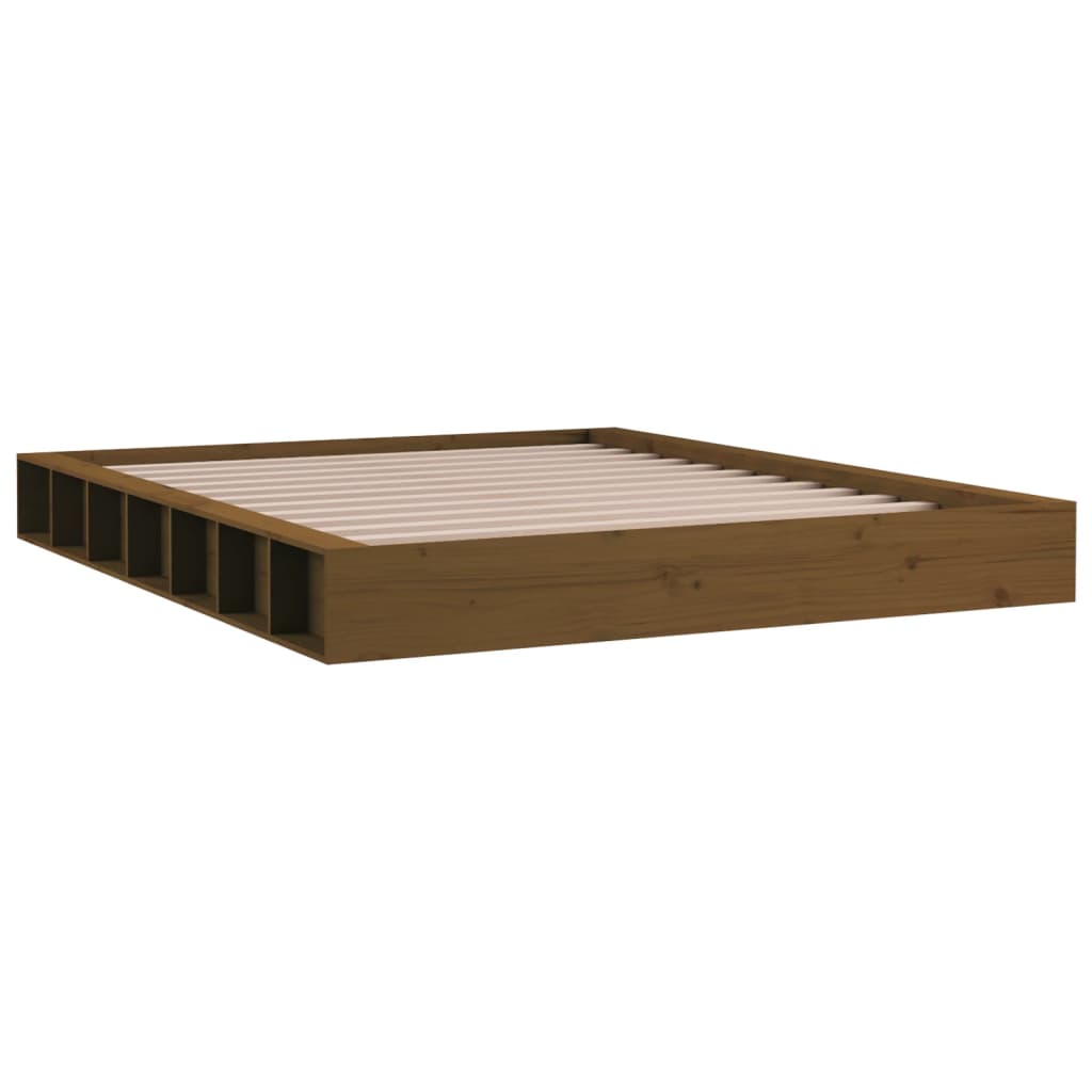 vidaXL Estructura de cama de madera maciza marrón miel 140x200 cm