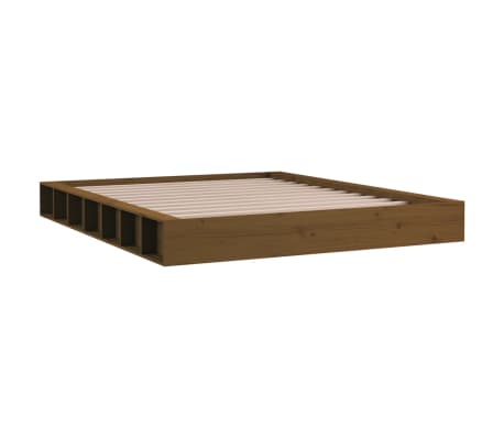 vidaXL Cadre de lit Marron miel 140x200 cm Bois massif