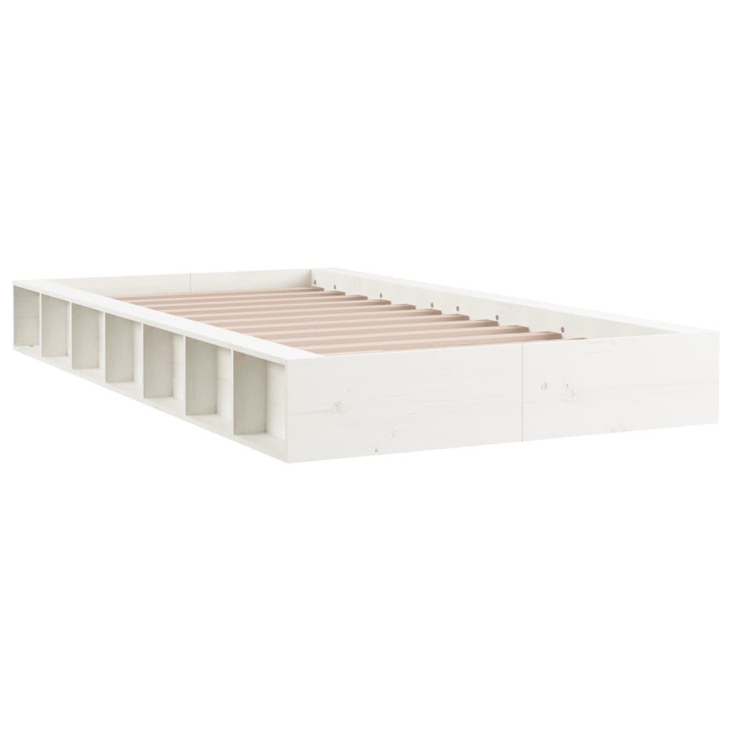vidaXL Bedframe massief hout wit 100x200 cm afbeelding