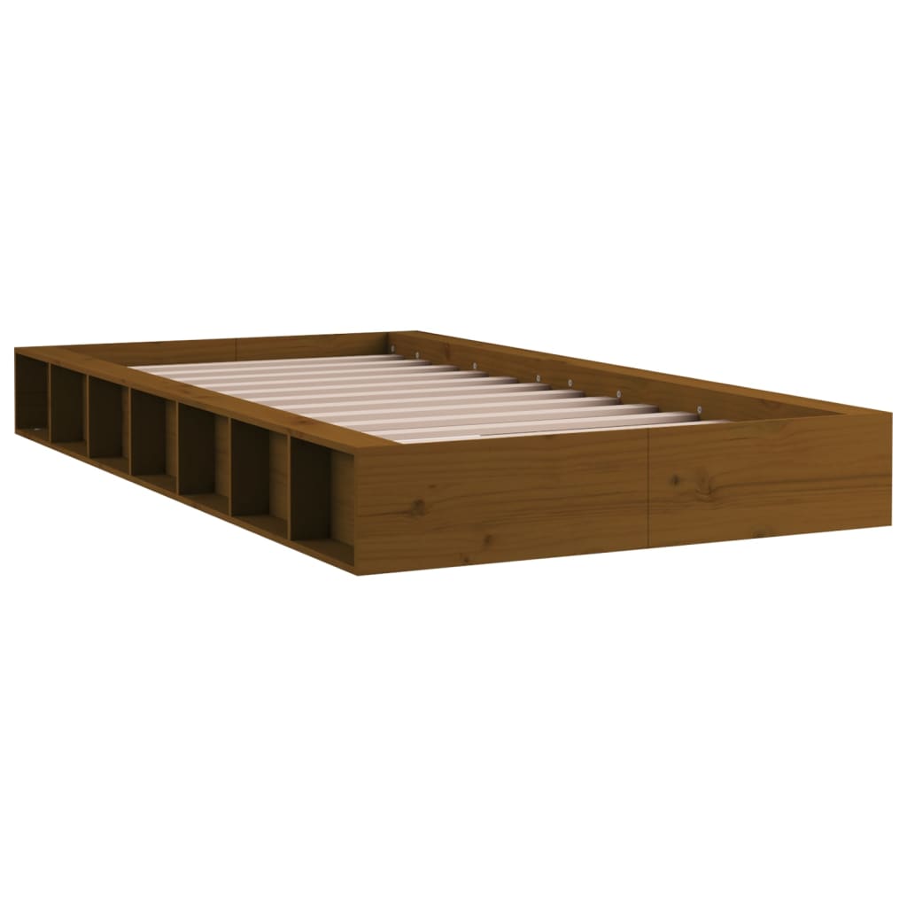 vidaXL Cadre de lit Marron miel 100x200 cm Bois massif