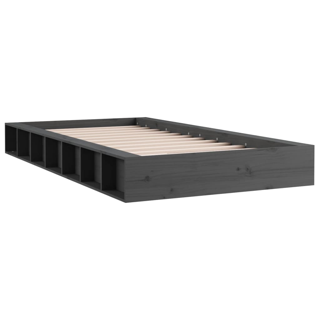 vidaXL Bedframe massief hout grijs 75x190 cm afbeelding