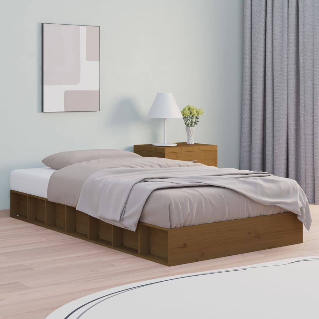 vidaXL Rama ��ka, br�zowa, 75x190 cm, lite drewno