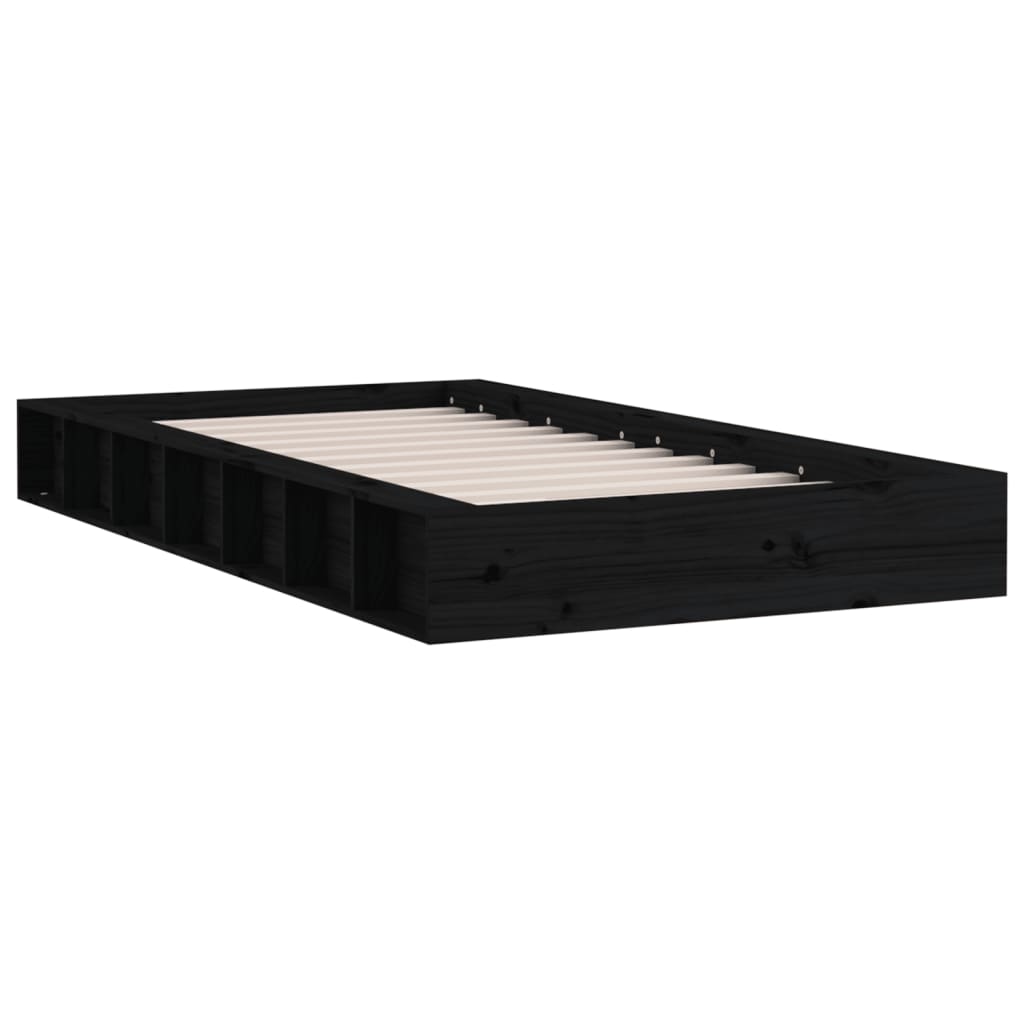 vidaXL Sängynrunko musta 75x190 cm Small Single täysi puu