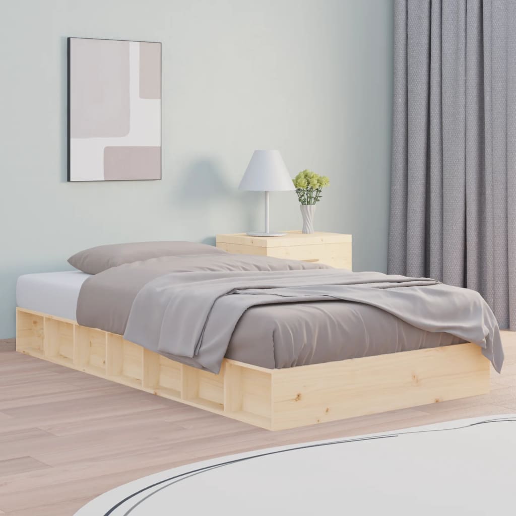 vidaXL Cadru de pat single 3FT, negru, 90x190 cm, lemn masiv