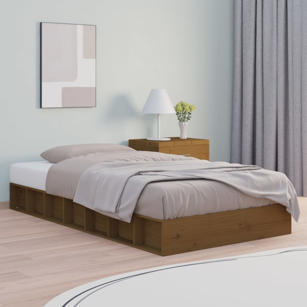 vidaXL Rám postele medově hnědý 90 x 190 cm Single masivní dřevo