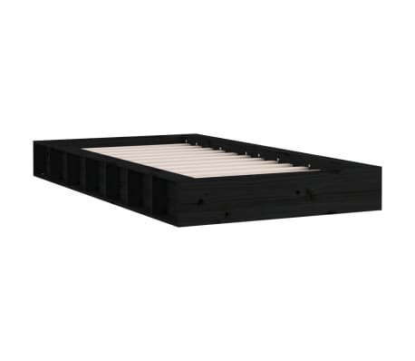 vidaXL Bed Frame Black 90x190 cm Single Solid Wood