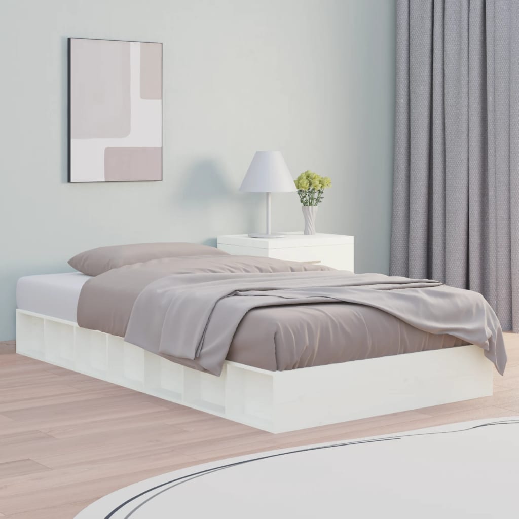 vidaXL Rama ��ka, bia�a, 120x190 cm, lite drewno