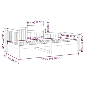 Válenda bez matrace bílá 80 x 200 cm masivní borovice - obrázek 11