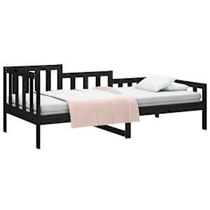 vidaXL Divan Siyah 80x200 cm Masif Çam Ağacı
