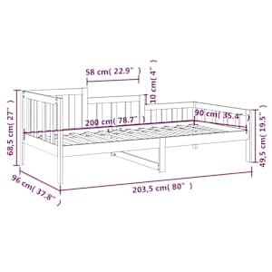 Válenda bez matrace bílá 90 x 200 cm masivní borovice - obrázek 11