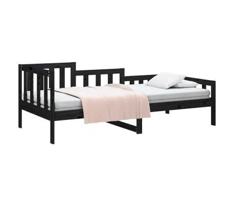 vidaXL Day Bed without Mattress Black 90x200 cm Solid Wood Pine