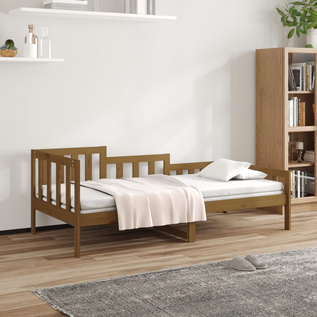 vidaXL daybed 90x190 cm massivt fyrretræ gyldenbrun