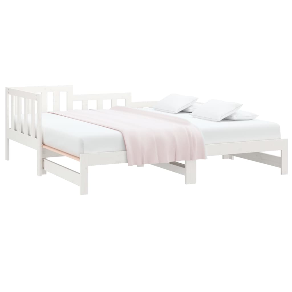 vidaXL Slaapbank uitschuifbaar massief grenenhout wit 2x(90x200) cm afbeelding