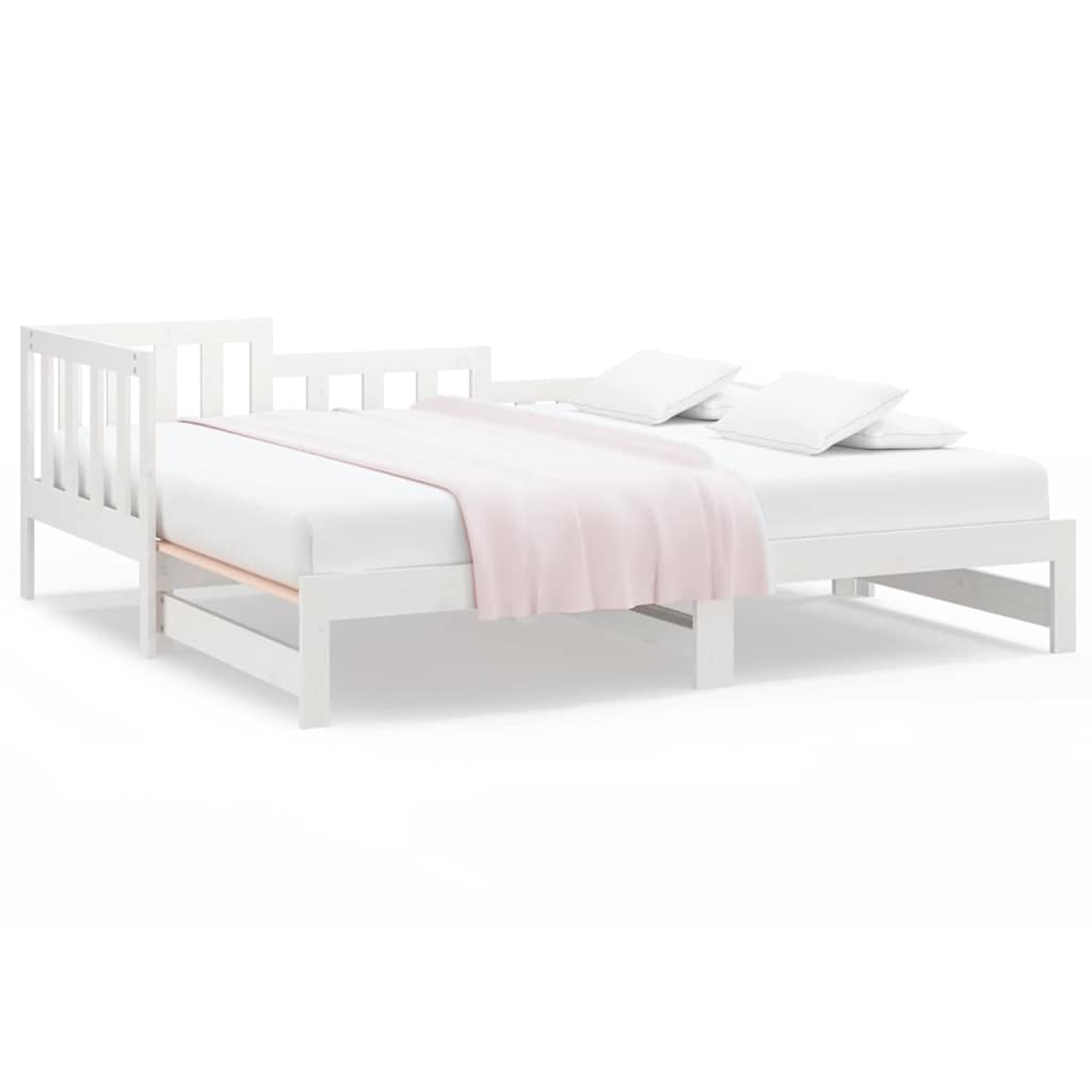 vidaXL Slaapbank uitschuifbaar massief grenenhout wit 90x190 cm, foto 3