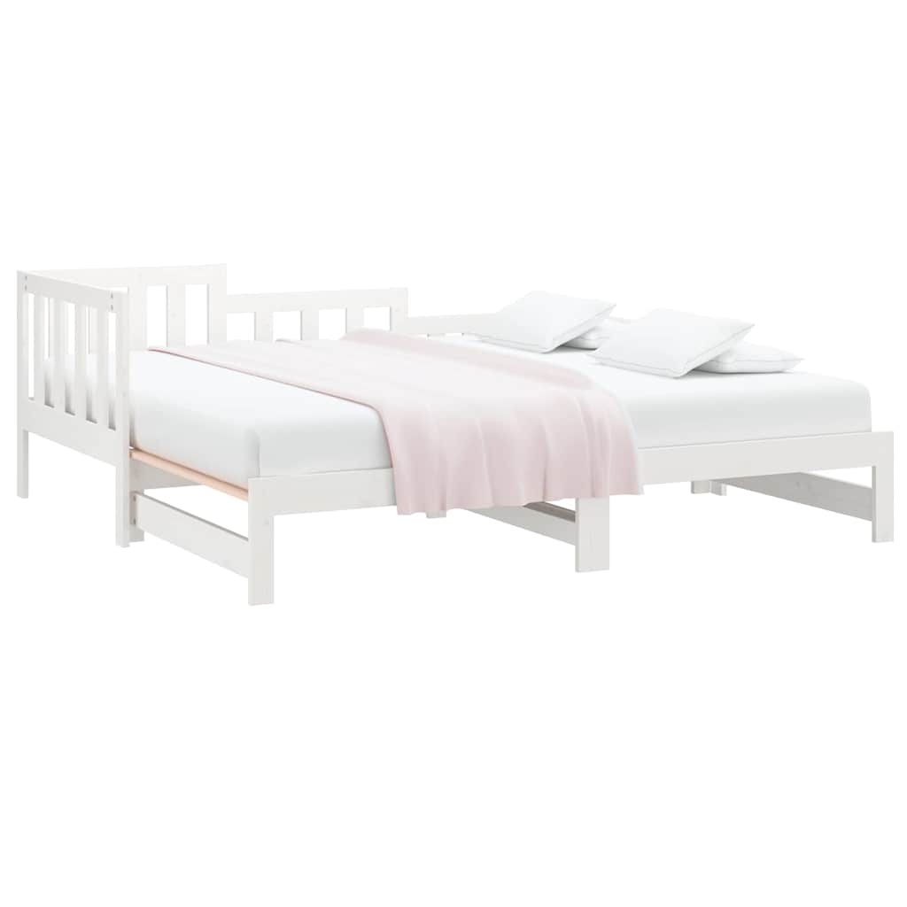 vidaXL Slaapbank uitschuifbaar massief grenenhout wit 90x190 cm, foto 4