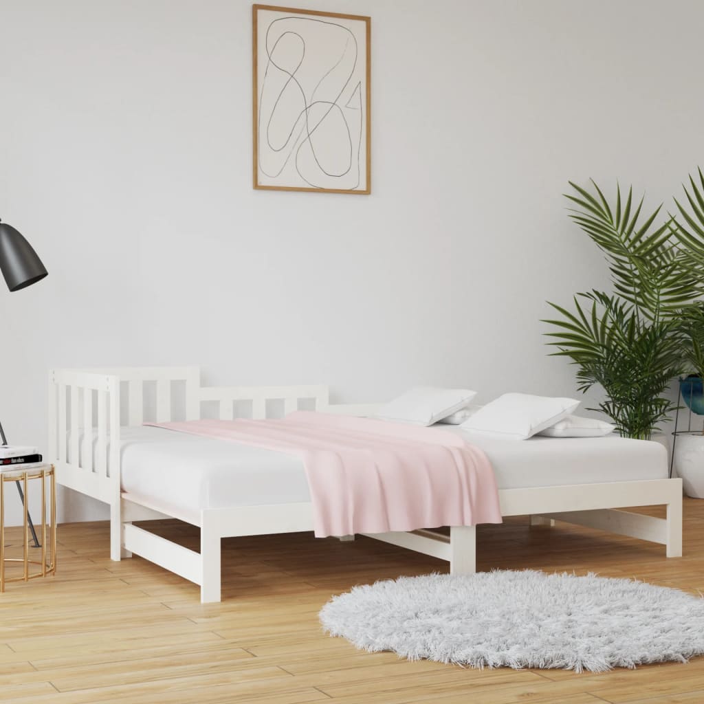 Výsuvná postel bílá 2x (90 x 190) cm masivní borovice