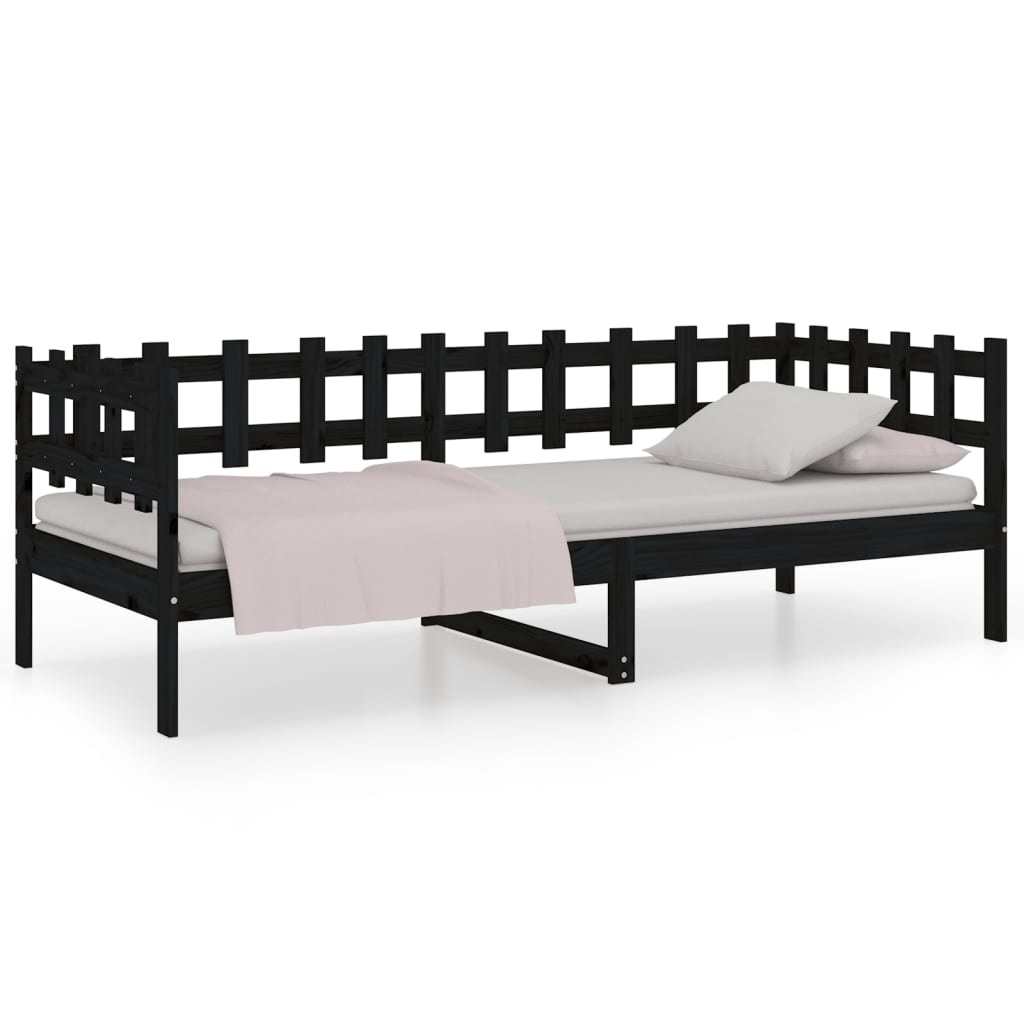 vidaXL Slaapbank 90x200 cm massief grenenhout zwart