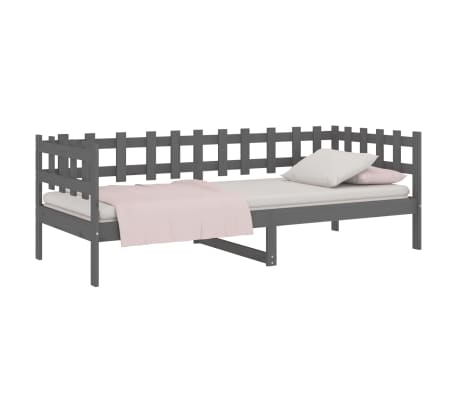 vidaXL Sof&aacute;-cama 90x190 cm madeira de pinho maci&ccedil;a cinzento