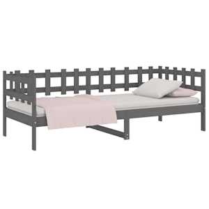 vidaXL Sof&aacute;-cama 90x190 cm madeira de pinho maci&ccedil;a cinzento