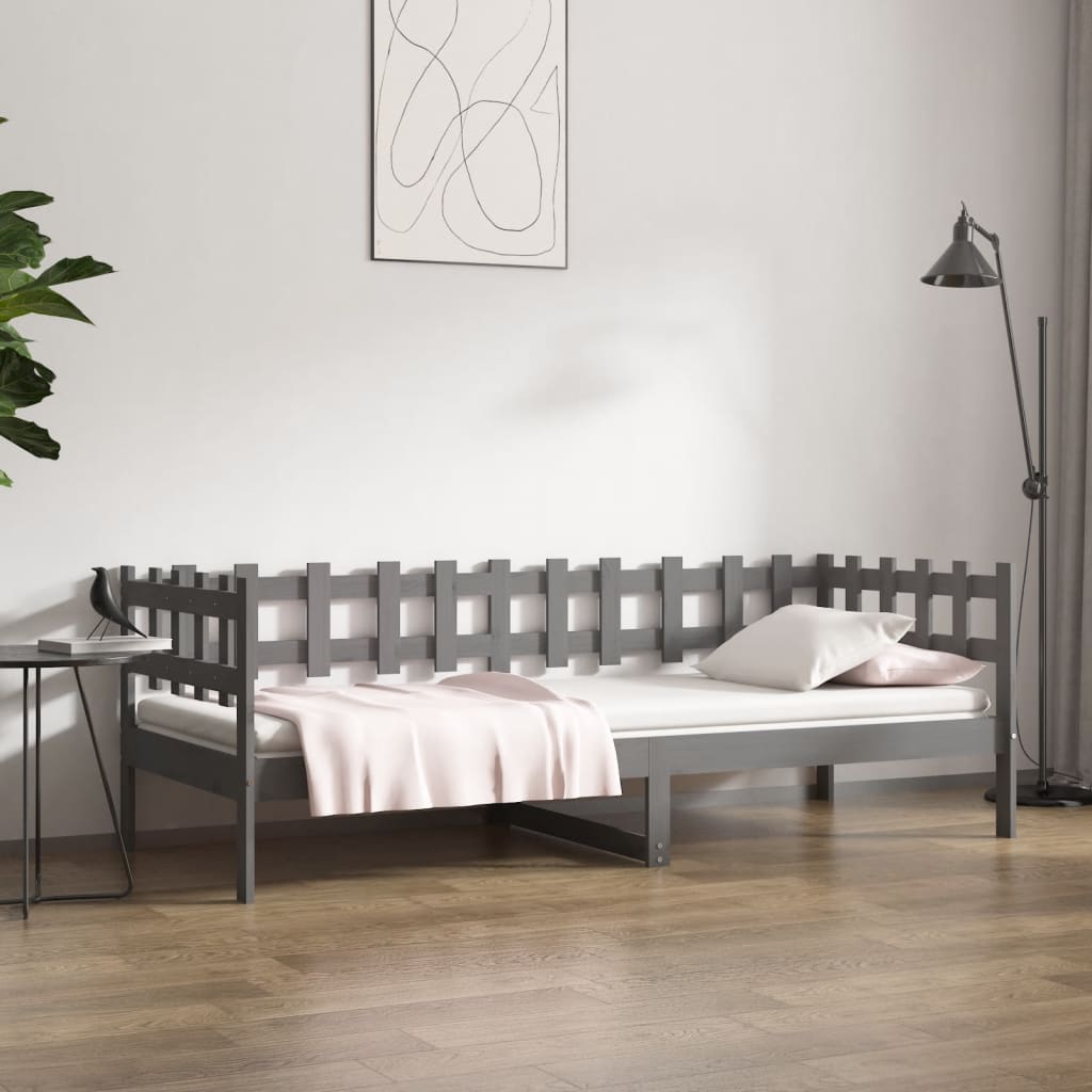 vidaXL daybed 90x190 cm massivt fyrretræ grå