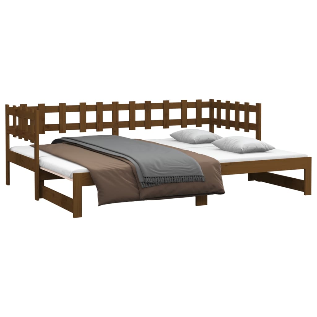 vidaXL Pull-out Day Bed Honey Brown 2x(80x200) cm Solid Wood Pine