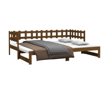 vidaXL Pull-out Day Bed Honey Brown 2x(80x200) cm Solid Wood Pine