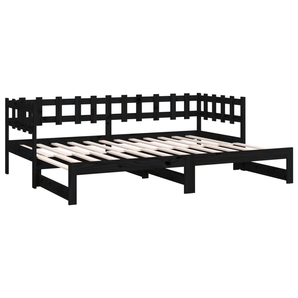 Pull-out Day Bed Black 2x(80x200) Cm Solid Wood Pine VidaXL 20 width=274
