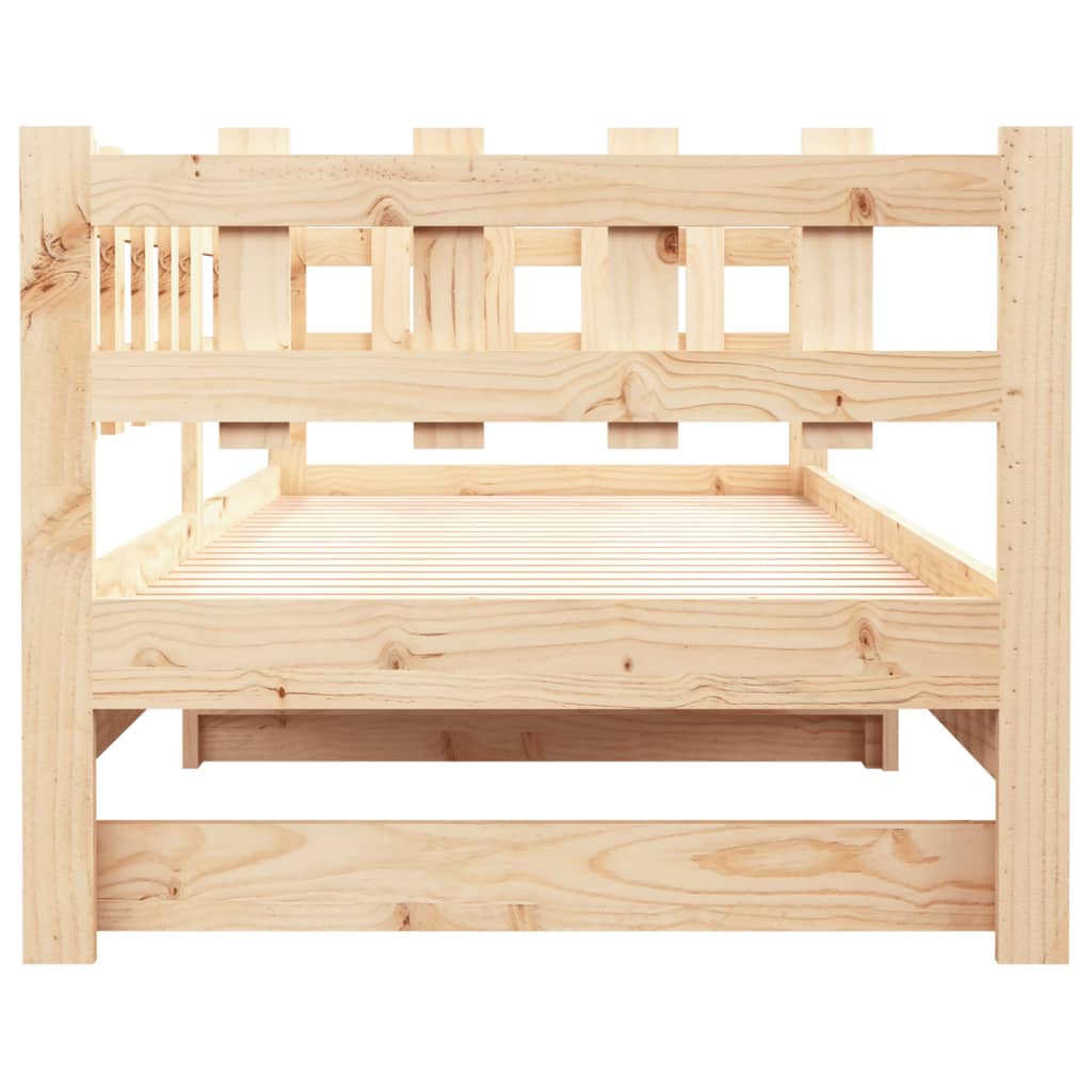 Pat de zi extensibil, 2x(90x200) cm, lemn masiv de pin