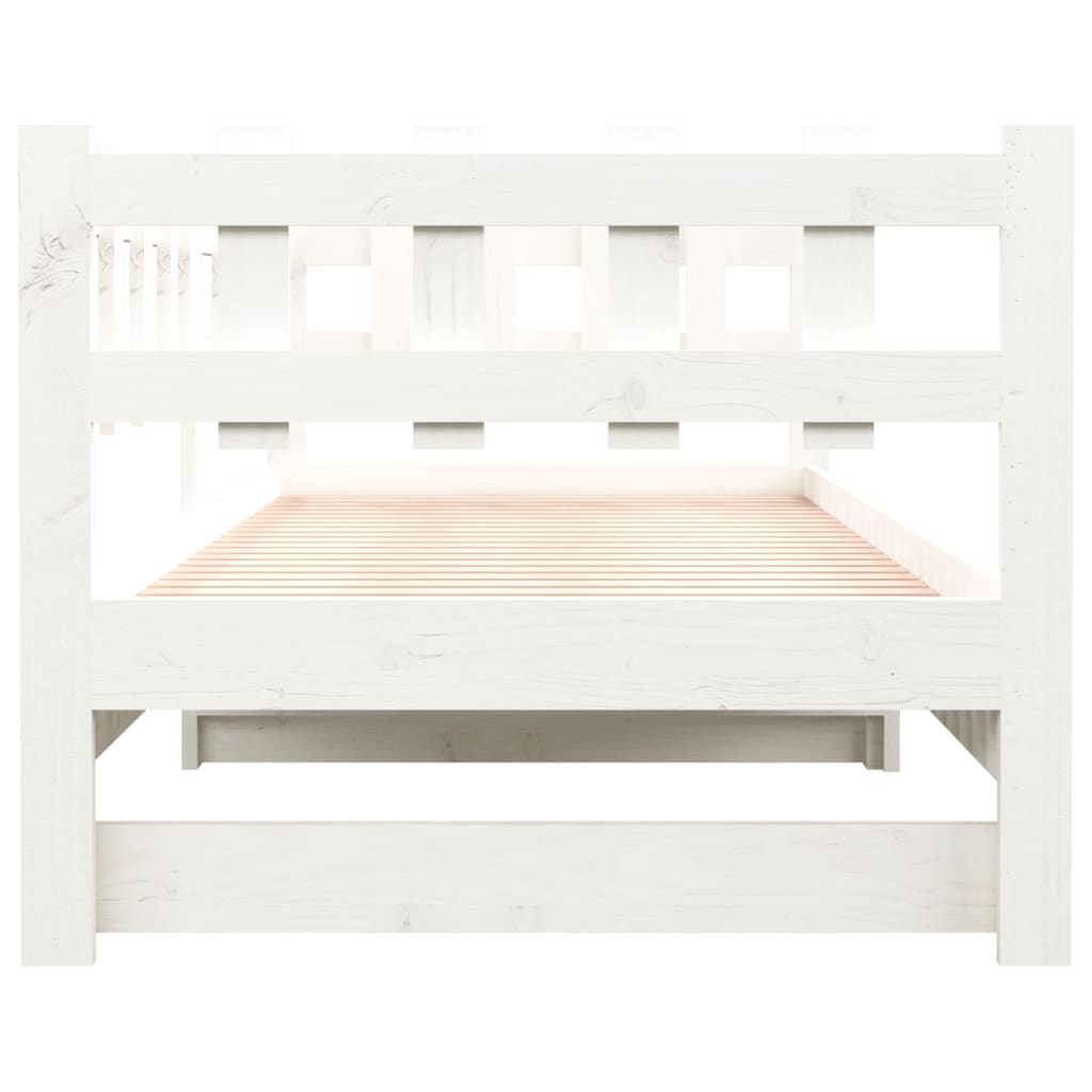 fehér tömör fenyőfa kihúzható kanapéágy 2 x (90 x 200) cm