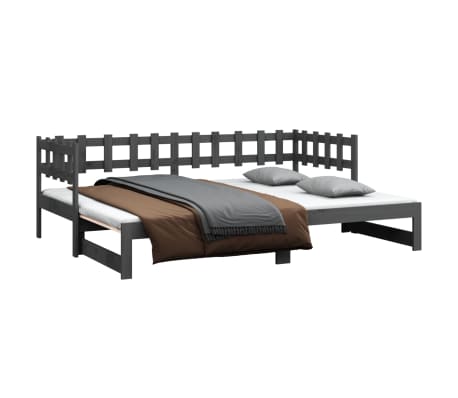 vidaXL daybed med udtræk 2x(90x200) cm massivt fyrretræ grå