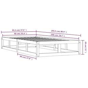 Rám postele 90 x 200 cm masivní dřevo - obrázek 9