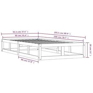 Rám postele bílý 90 x 200 cm masivní dřevo - obrázek 9