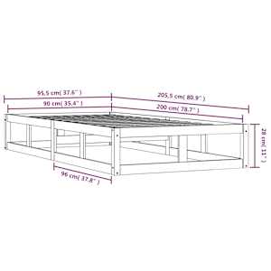 Rám postele černý 90 x 200 cm masivní dřevo - obrázek 9