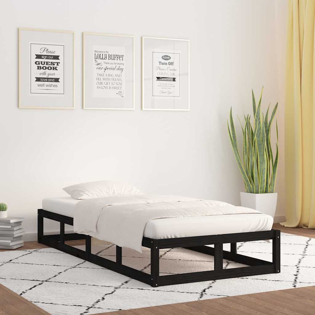 vidaXL Rama ��ka, czarna, 90 x 200 cm, lite drewno