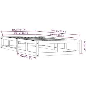 Rám postele bílý 100 x 200 cm masivní dřevo - obrázek 9