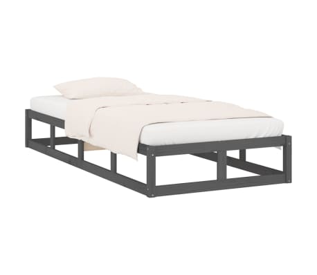 vidaXL Bed Frame Grey 100x200 cm Solid Wood