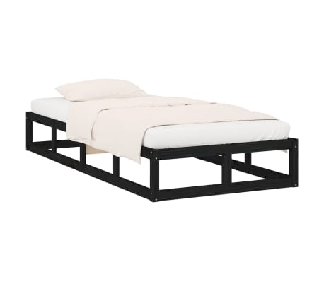vidaXL Cadru de pat, negru, 100x200 cm, lemn masiv de pin