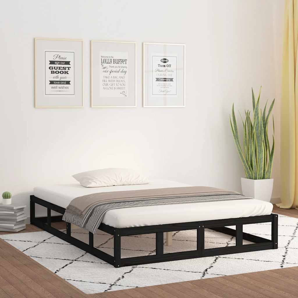 vidaXL Rama ��ka, czarna, 120 x 200 cm, lite drewno