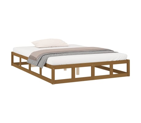 vidaXL Estructura de cama de madera maciza marrón miel 140x200 cm