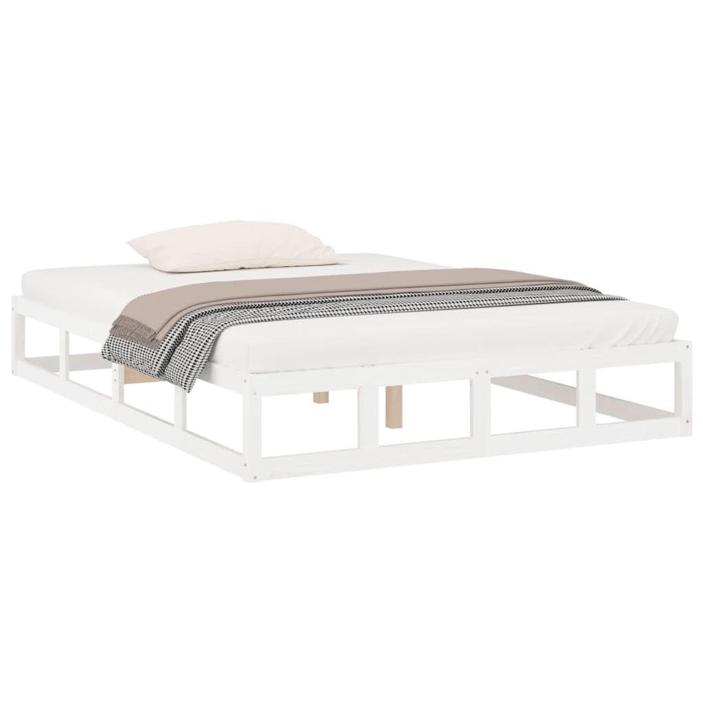 vidaXL Bedframe massief hout wit 150x200 cm afbeelding