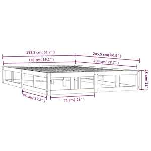 Rám postele šedý 150 x 200 cm King Size masivní dřevo - obrázek 9