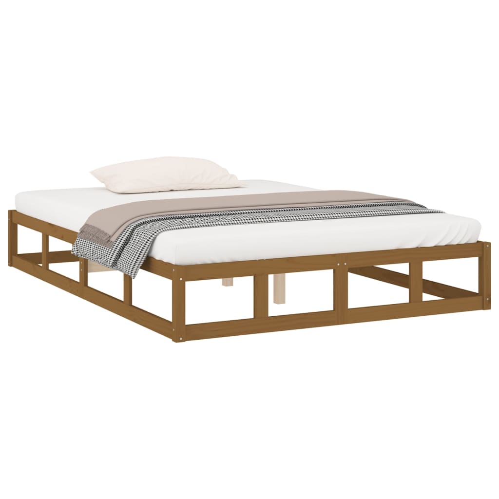 vidaXL Estructura de cama de madera maciza marrón miel 160x200 cm