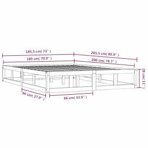 Rám postele bílý 180 x 200 cm Super King masivní dřevo - obrázek 9